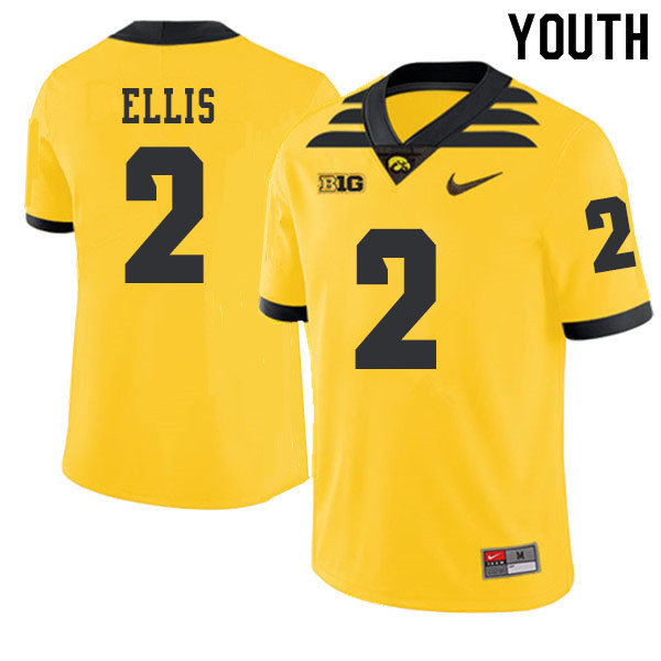 2019 Youth #2 Mick Ellis Iowa Hawkeyes College Football Alternate Jerseys Sale-Gold